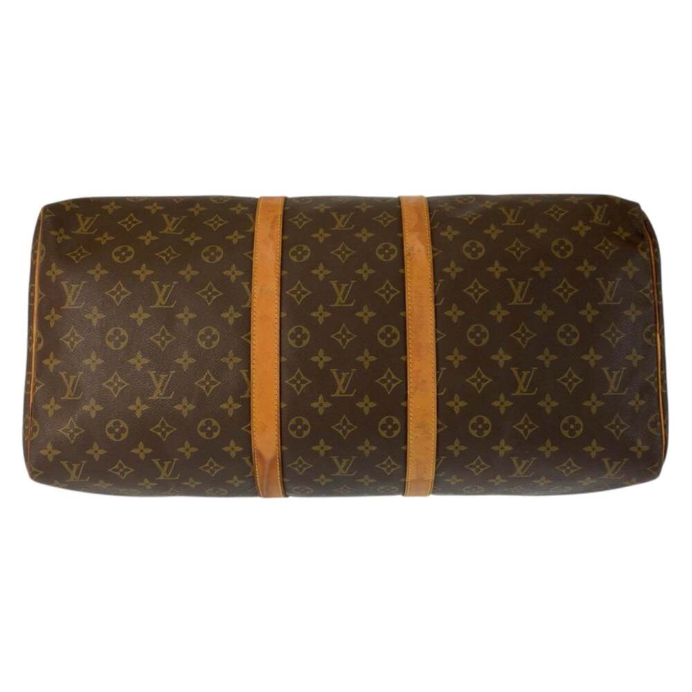 LOUIS VUITTON Authentic Brown Monogram Leather Keepall 55 Boston Bag - Picture 10 of 10